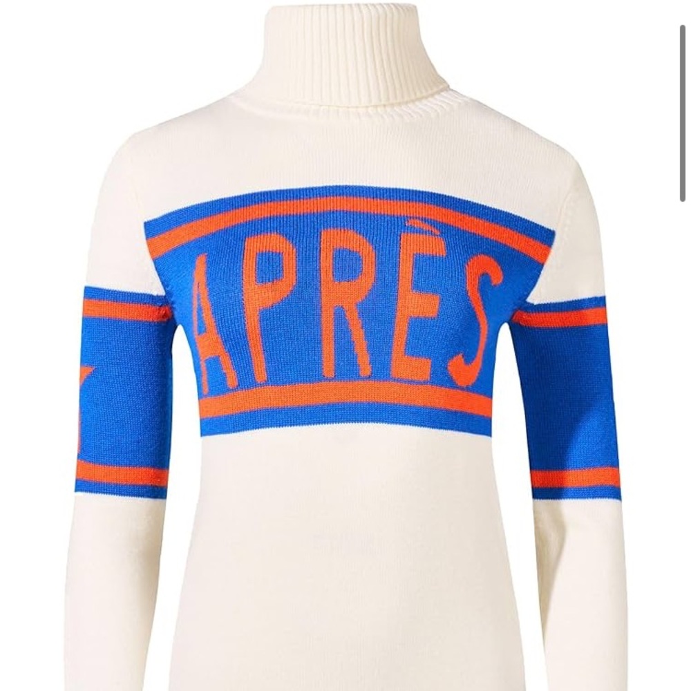 ***[NWT] Perfect Moment Ivory Turtleneck with Blue and Orange APRÈS Graphic